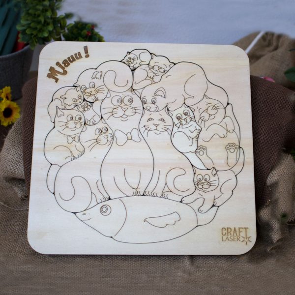 1. Puzzle lemn pisici