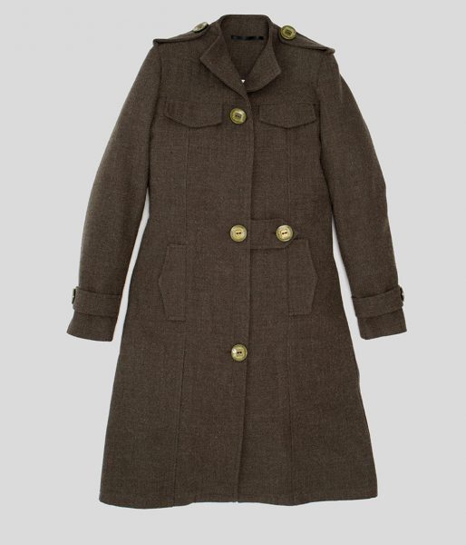 Palton dama din stofa 80 lana kaky 1 Lewo 1 cabf5a37