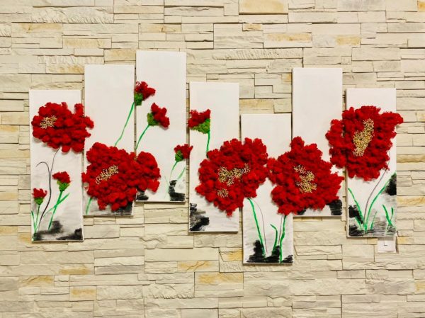 7 Panels Canvas Red Reindeer Moss Wall Art 0da36ba1