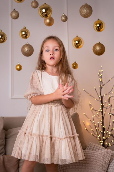 Rochita Phoebe crem fetite craciun