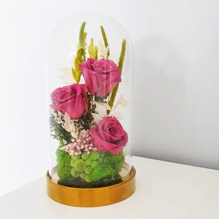 NeAranjament floral plante stabilizate Cupolă trandafiri roz criogenațiw Picture (3)